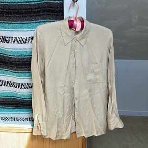 Ann Taylor long sleeve button down silk shirt - beige, women's 4